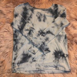 Blue and white tie dye sweater